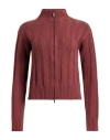Fabiana Filippi Woman Cardigan Brick Size 4 Merino Wool, Silk, Cashmere In Burgundy