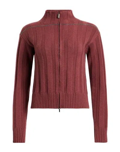 Fabiana Filippi Woman Cardigan Brick Size 4 Merino Wool, Silk, Cashmere In Red