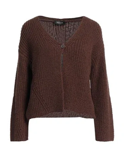 Fabiana Filippi Woman Cardigan Brown Size 6 Cotton, Polyamide
