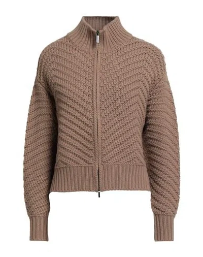 Fabiana Filippi Woman Cardigan Camel Size 12 Cashmere In Brown