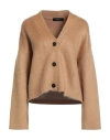Fabiana Filippi Woman Cardigan Camel Size 8 Virgin Wool, Mohair Wool, Polyamide, Elastane, Wool In Brown