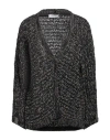 Fabiana Filippi Woman Cardigan Charcoal Size 10 Polyester, Cotton, Polyamide In Grey