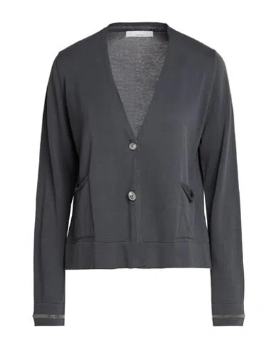 Fabiana Filippi Woman Cardigan Charcoal Size 4 Cotton, Ecobrass In Gray