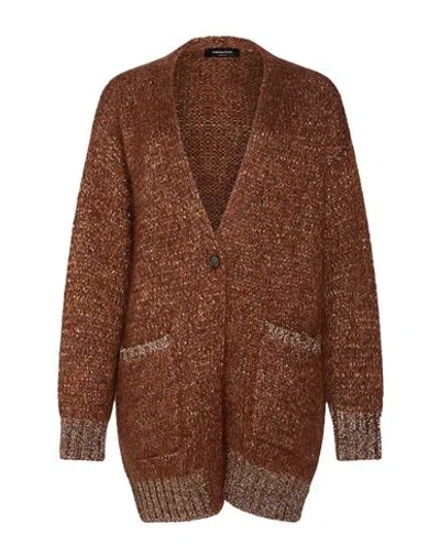 Fabiana Filippi Woman Cardigan Chocolate Brown Size 4 Virgin Wool, Mohair Wool, Silk, Polyamide, Pol