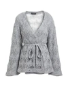 Fabiana Filippi Woman Cardigan Grey Size 8 Wool, Alpaca Wool, Mohair Wool, Synthetic Fibers, Silk In Grey