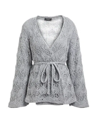 Fabiana Filippi Woman Cardigan Grey Size 8 Wool, Alpaca Wool, Mohair Wool, Synthetic Fibers, Silk