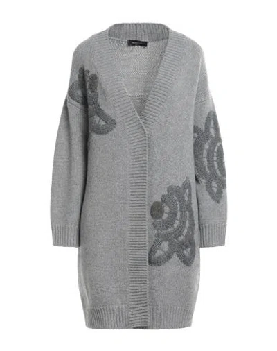 Fabiana Filippi Woman Cardigan Grey Size 4 Merino Wool, Silk, Cashmere, Ecobrass