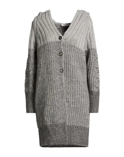 Fabiana Filippi Woman Cardigan Grey Size 8 Merino Wool, Alpaca Wool, Polyamide, Silk, Cashmere In Gray