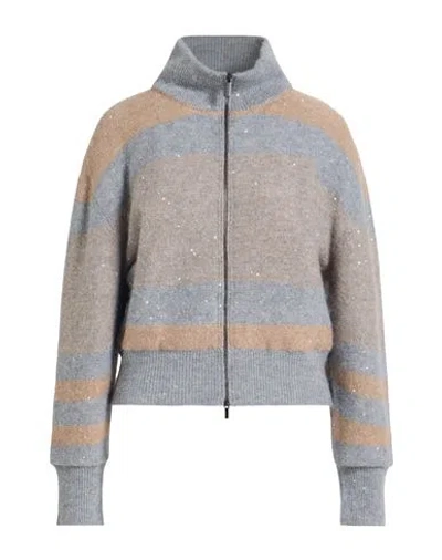 Fabiana Filippi Woman Cardigan Grey Size 8 Virgin Wool, Silk, Cashmere, Alpaca Wool, Polyester In Gray