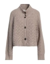 Fabiana Filippi Woman Cardigan Khaki Size 10 Virgin Wool, Silk, Cashmere In Beige