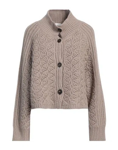 Fabiana Filippi Woman Cardigan Khaki Size 10 Virgin Wool, Silk, Cashmere In Beige