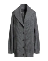 Fabiana Filippi Woman Cardigan Lead Size 8 Virgin Wool, Viscose, Silk, Cashmere, Polyester In Gray