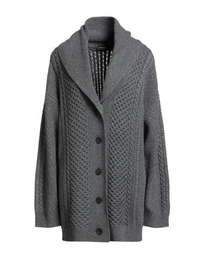 Fabiana Filippi Woman Cardigan Lead Size 8 Virgin Wool, Viscose, Silk, Cashmere, Polyester In Gray
