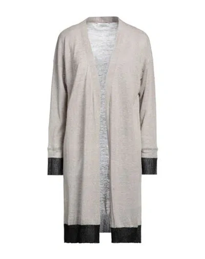 Fabiana Filippi Woman Cardigan Light Grey Size 6 Hemp, Cotton, Ecobrass