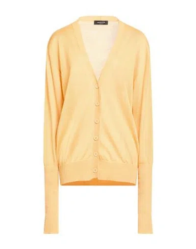 Fabiana Filippi Woman Cardigan Mandarin Size 6 Linen, Silk In Orange