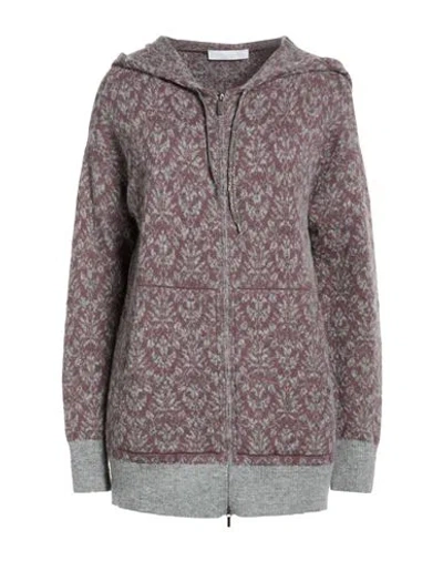 Fabiana Filippi Woman Cardigan Mauve Size 6 Virgin Wool, Synthetic Fibers, Mohair Wool, Alpaca Wool, In Gray
