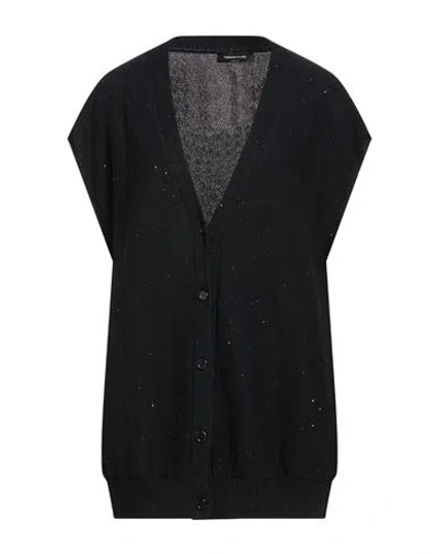 Fabiana Filippi Woman Cardigan Midnight Blue Size 10 Cotton, Linen, Polyester