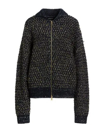 Fabiana Filippi Woman Cardigan Midnight Blue Size 4 Virgin Wool, Polyamide, Silk, Mohair Wool, Metal In Black