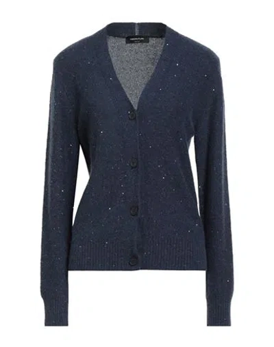 Fabiana Filippi Woman Cardigan Midnight Blue Size 8 Merino Wool, Silk, Cashmere, Alpaca Wool, Polyes