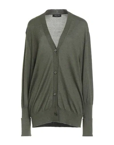 Fabiana Filippi Woman Cardigan Military Green Size 14 Wool, Silk