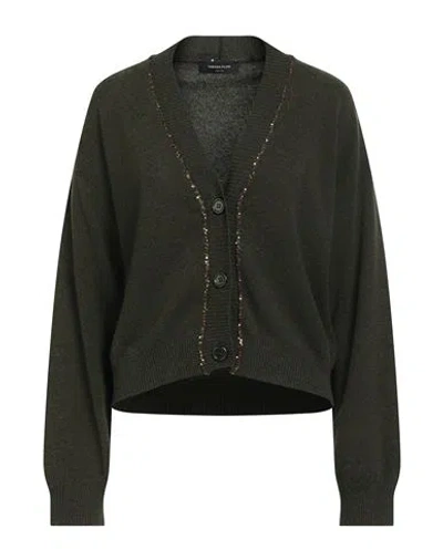 Fabiana Filippi Woman Cardigan Military Green Size 8 Virgin Wool, Silk, Cashmere