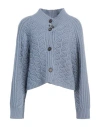 Fabiana Filippi Woman Cardigan Pastel Blue Size 12 Virgin Wool, Silk, Cashmere
