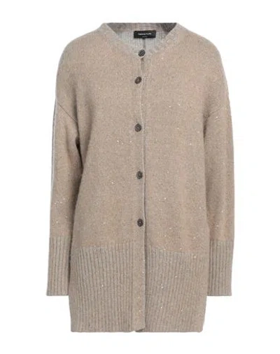 Fabiana Filippi Woman Cardigan Sand Size 6 Virgin Wool, Wool, Silk, Alpaca Wool, Synthetic Fibers In Beige