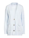 Fabiana Filippi Woman Cardigan Sky Blue Size 2 Cotton, Ecobrass In Gray