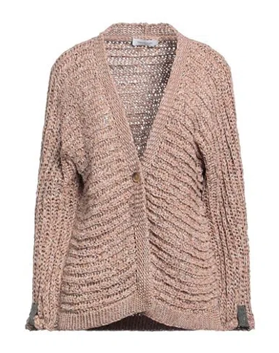 Fabiana Filippi Woman Cardigan Taupe Size 4 Polyester, Cotton, Polyamide In Grey