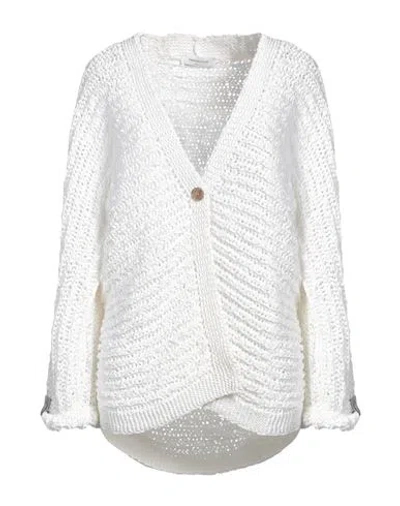 Fabiana Filippi Woman Cardigan White Size 10 Polyester, Cotton, Polyamide
