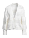 Fabiana Filippi Woman Cardigan White Size 8 Linen, Polyester In White