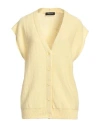 Fabiana Filippi Woman Cardigan Yellow Size 12 Cotton, Linen, Polyester In Yellow