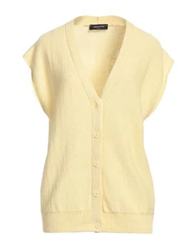 Fabiana Filippi Woman Cardigan Yellow Size 12 Cotton, Linen, Polyester