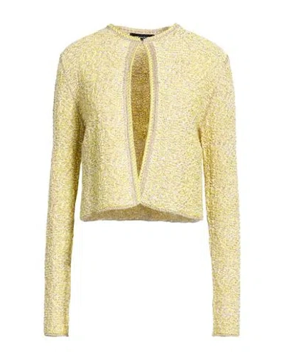 Fabiana Filippi Woman Cardigan Yellow Size 8 Cotton, Viscose, Metallic Fiber