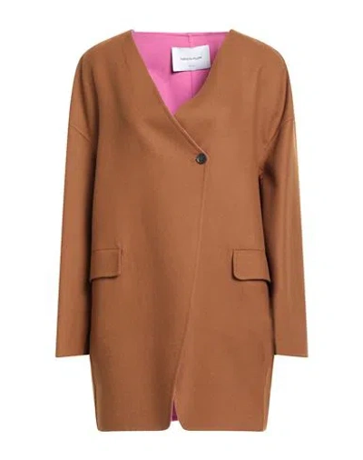 Fabiana Filippi Woman Coat Brown Size 4 Virgin Wool, Silk, Polyamide