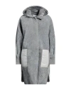 Fabiana Filippi Woman Coat Grey Size 8 Leather, Polyester, Virgin Wool, Silk, Ecobrass In Gray