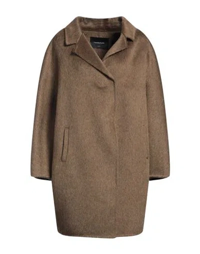 Fabiana Filippi Woman Coat Khaki Size 4 Virgin Wool, Mohair Wool, Polyamide In Brown