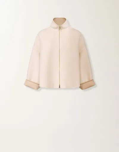 Fabiana Filippi Cropped Boxy Coat In Double Wool In Neutral