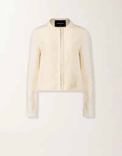 Fabiana Filippi Cotton Tweed Bomber With Sequins In Neutral