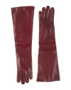 Fabiana Filippi Woman Gloves Burgundy Size M Leather In Red