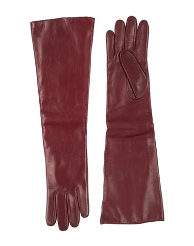 Fabiana Filippi Woman Gloves Burgundy Size M Leather In Red