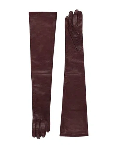 Fabiana Filippi Woman Gloves Chocolate Brown Size Onesize Leather In Green