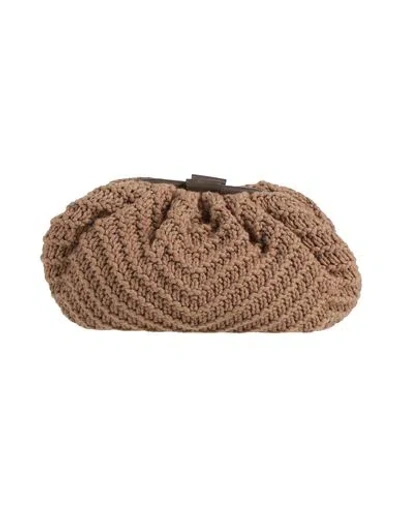 Fabiana Filippi Woman Handbag Khaki Size - Textile Fibers, Leather In Sand