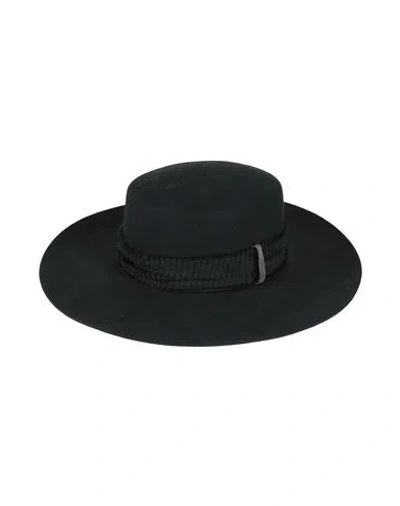 Fabiana Filippi Woman Hat Black Size M Wool, Cotton, Polyester, Ecobrass