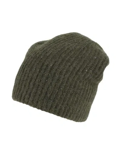Fabiana Filippi Woman Hat Military Green Size Onesize Virgin Wool, Silk, Cashmere, Alpaca Wool, Poly