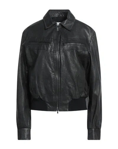 Fabiana Filippi Woman Jacket Black Size 4 Soft Leather, Cotton