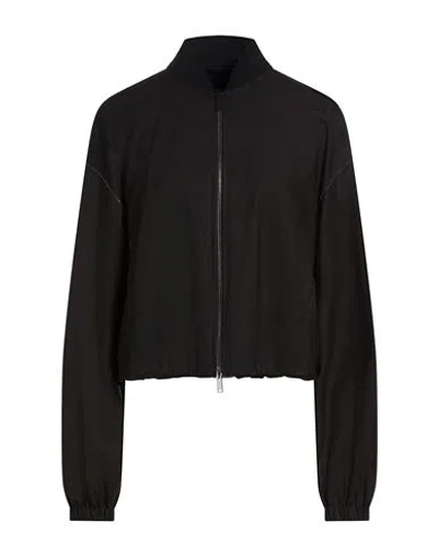 Fabiana Filippi Woman Jacket Black Size 8 Virgin Wool, Polyamide, Elastane, Silk, Cashmere