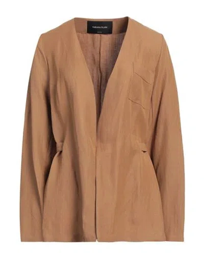 Fabiana Filippi Woman Jacket Brown Size 8 Viscose, Linen