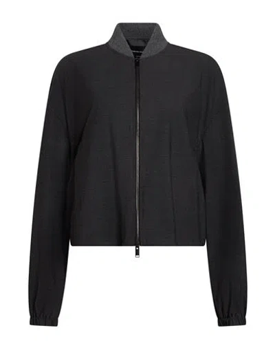 Fabiana Filippi Woman Jacket Charcoal Size 12 Virgin Wool, Polyamide, Elastane, Silk, Cashmere In Grey