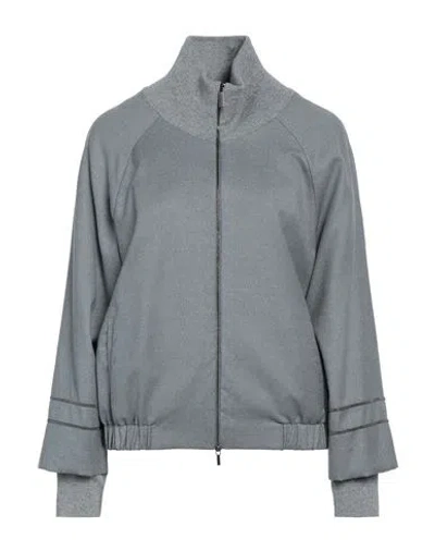 Fabiana Filippi Woman Jacket Grey Size 10 Merino Wool, Polyamide, Elastane, Silk, Cashmere In Gray
